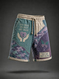 Men’s “It’s Okay to Not Be Okay” Mental Health Camo Patchwork Drawstring Shorts