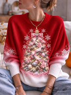 Women's Christmas Tree Round Neck Top
