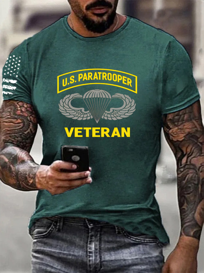 US Paratrooper Veteran Pattern  100% Cotton T-Shirt