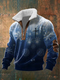 Men's Casual Christmas-themed Zipper Knit Sweatshirt
