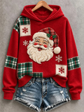 Women'S Santa Claus Printed Hooded Sweatshirt