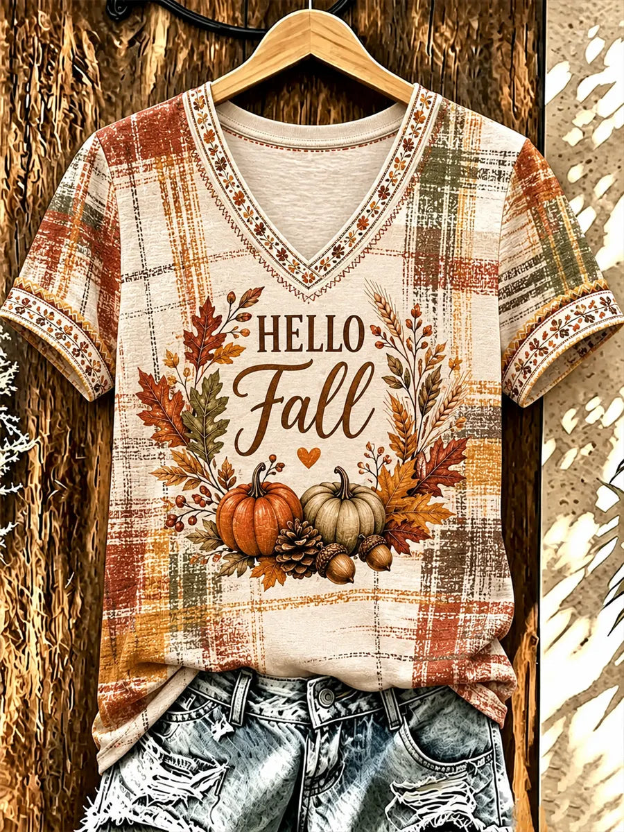Women's Fall Printed short-sleeved T-shirt