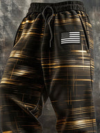Men's Retro Outdoor Color Block Patriot Sports Pants