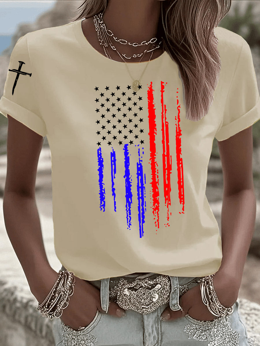 Faith Over Fear US Flag Printed T-Shirt