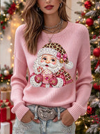 Women'S Christmas Lace Kitten Print Casual Top