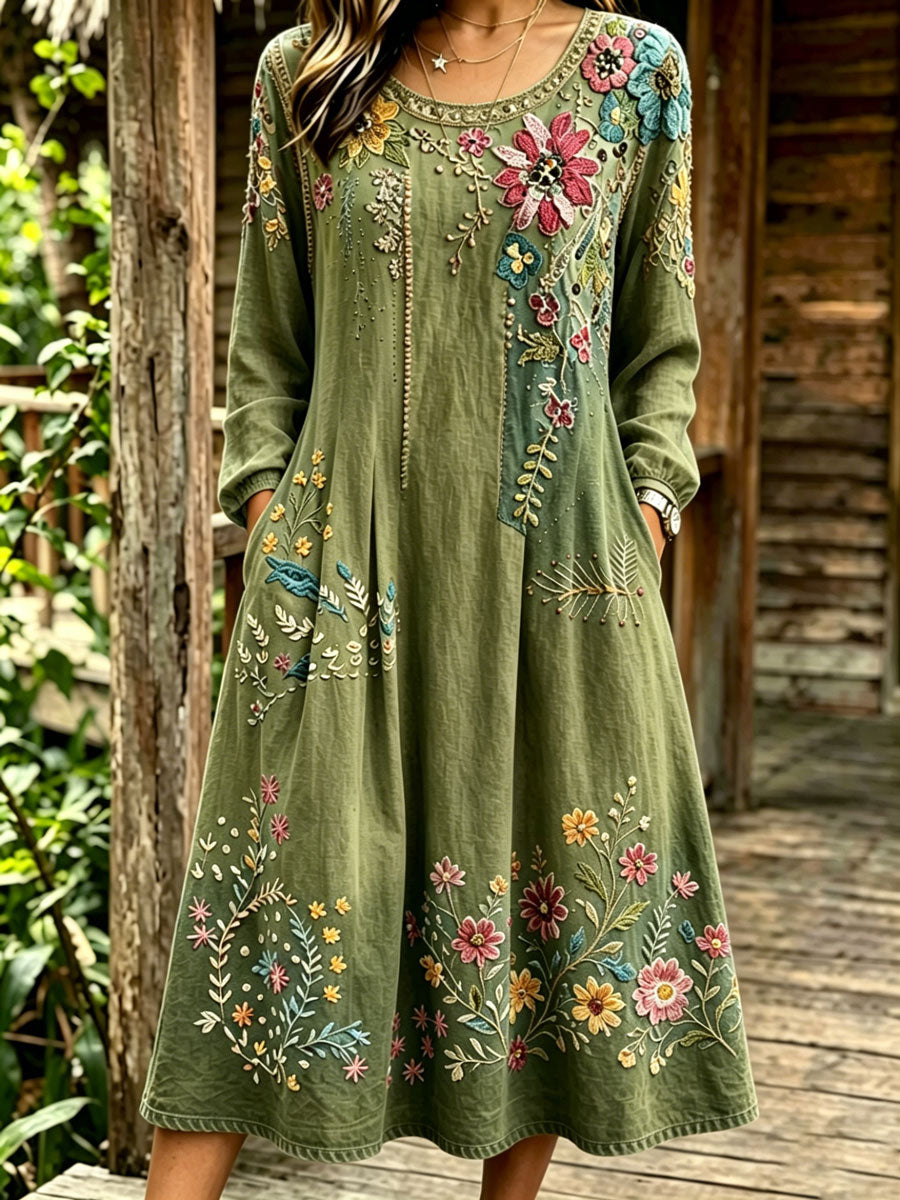 Women'S Casual Plant Flower Art Printed Art Dress