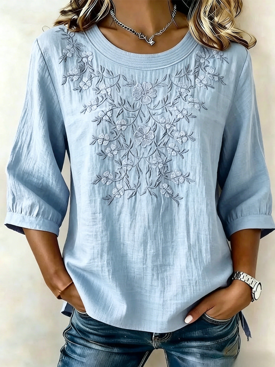 Women's Linen-Cotton Printed Tops