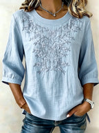 Women's Linen-Cotton Printed Tops