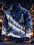 Men's Winter Faith-Themed Stand-Collar Christmas Top