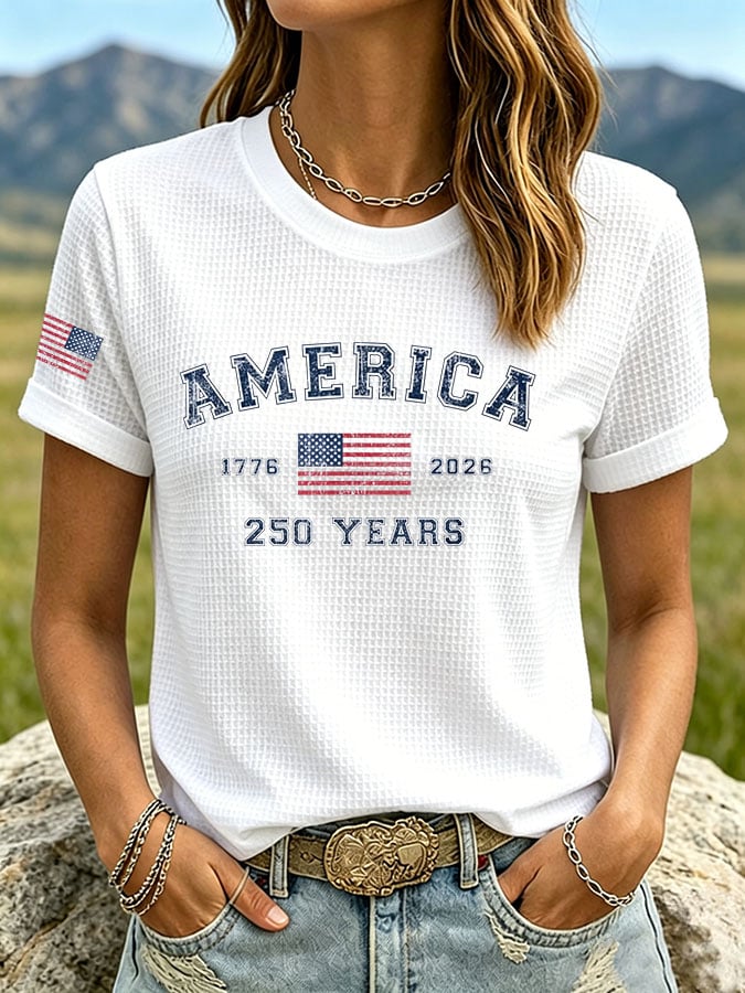Women's United States 250TH Anniversary Print Waffle T-shirt