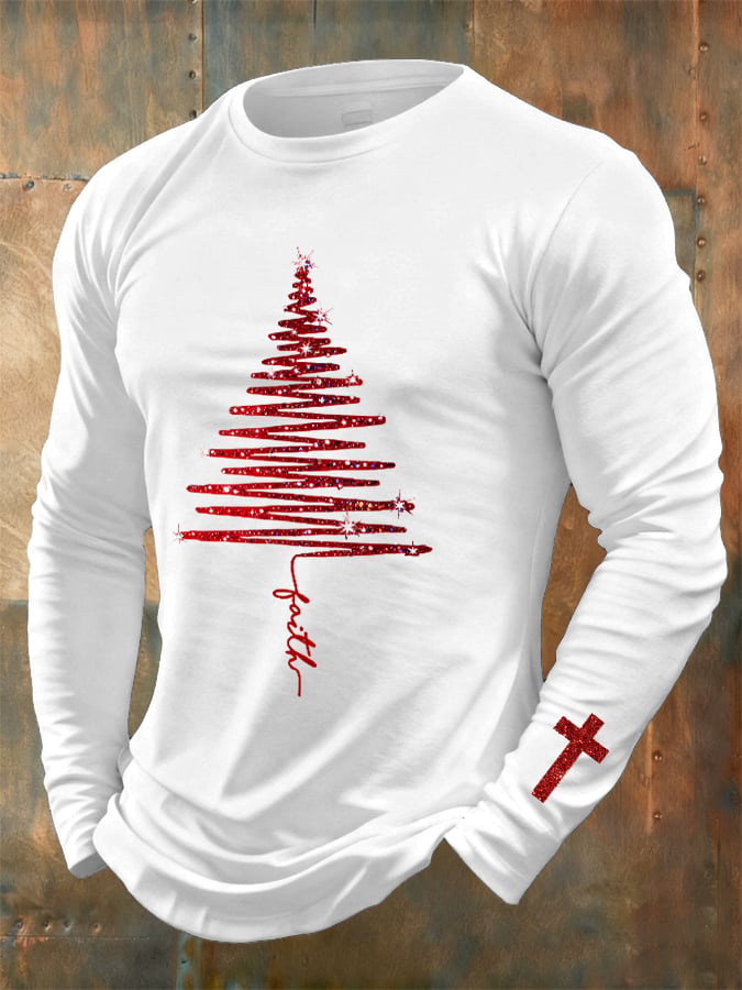 Men's Christmas Print Crew Neck Long Sleeve T-Shirt
