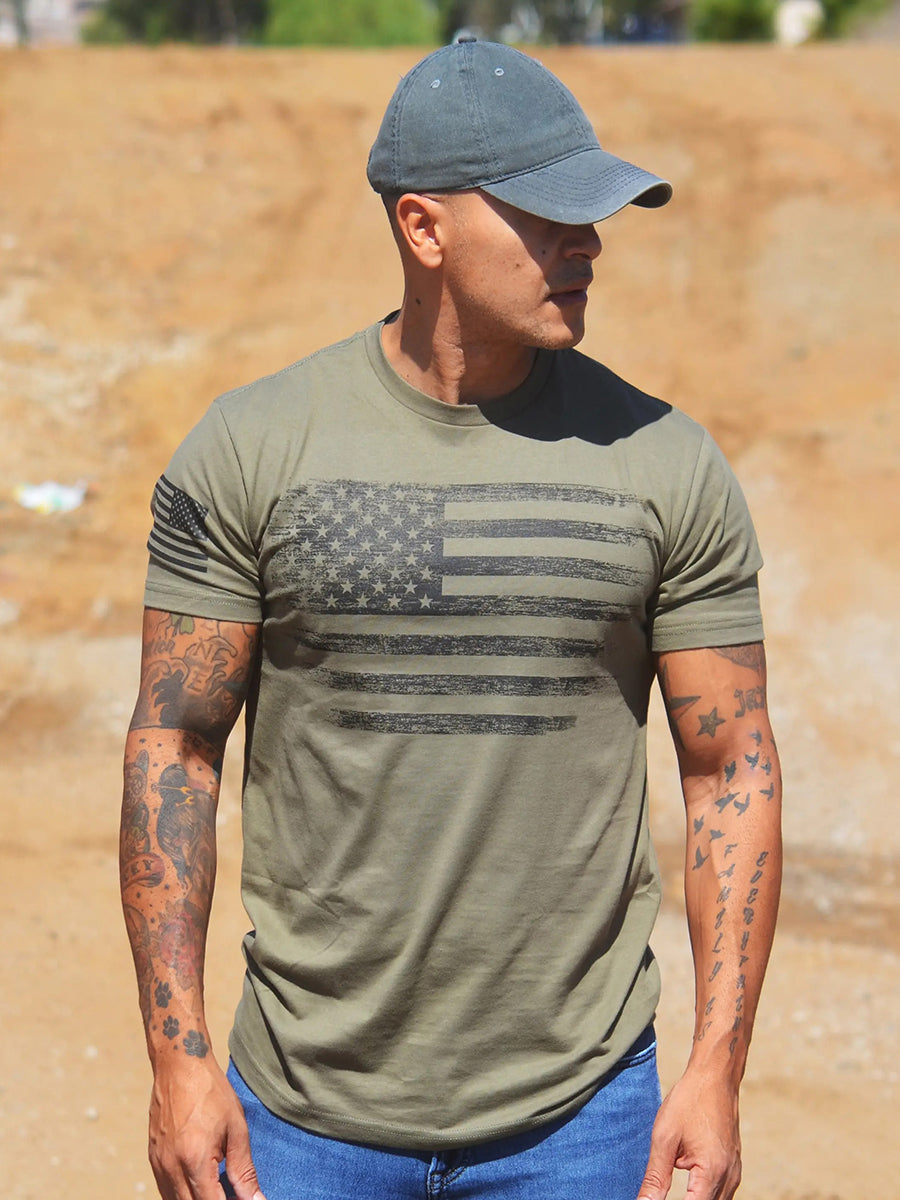 USA Distressed Flag 100% Cotton T-Shirt