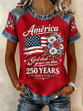 Women's America 250 Years 1776-2026 Print V Neck T-shirt