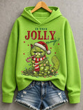 Women's Christmas Funny Cat Ew,People Print Casual Hoodie