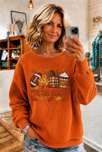 Women's Pumpkin Print Crew Neck Check Sweatshirt