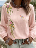 Women'S Casual Floral Print Cotton Linen Top