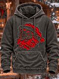 Herren-Hoodie „Vintage Santa Claus“ in Dunkelgrau mit Used-Look-Grafik