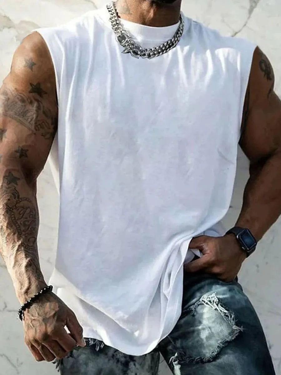 Men's Solid Color Round Neck Tank Top