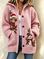 Women'S Christmas Highland Cow Print Casual Cardigan