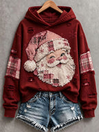Women's Vintage Pink Santa Hoodie
