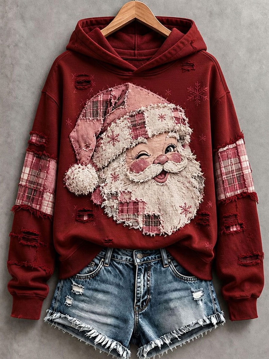 Women's Vintage Pink Santa Hoodie