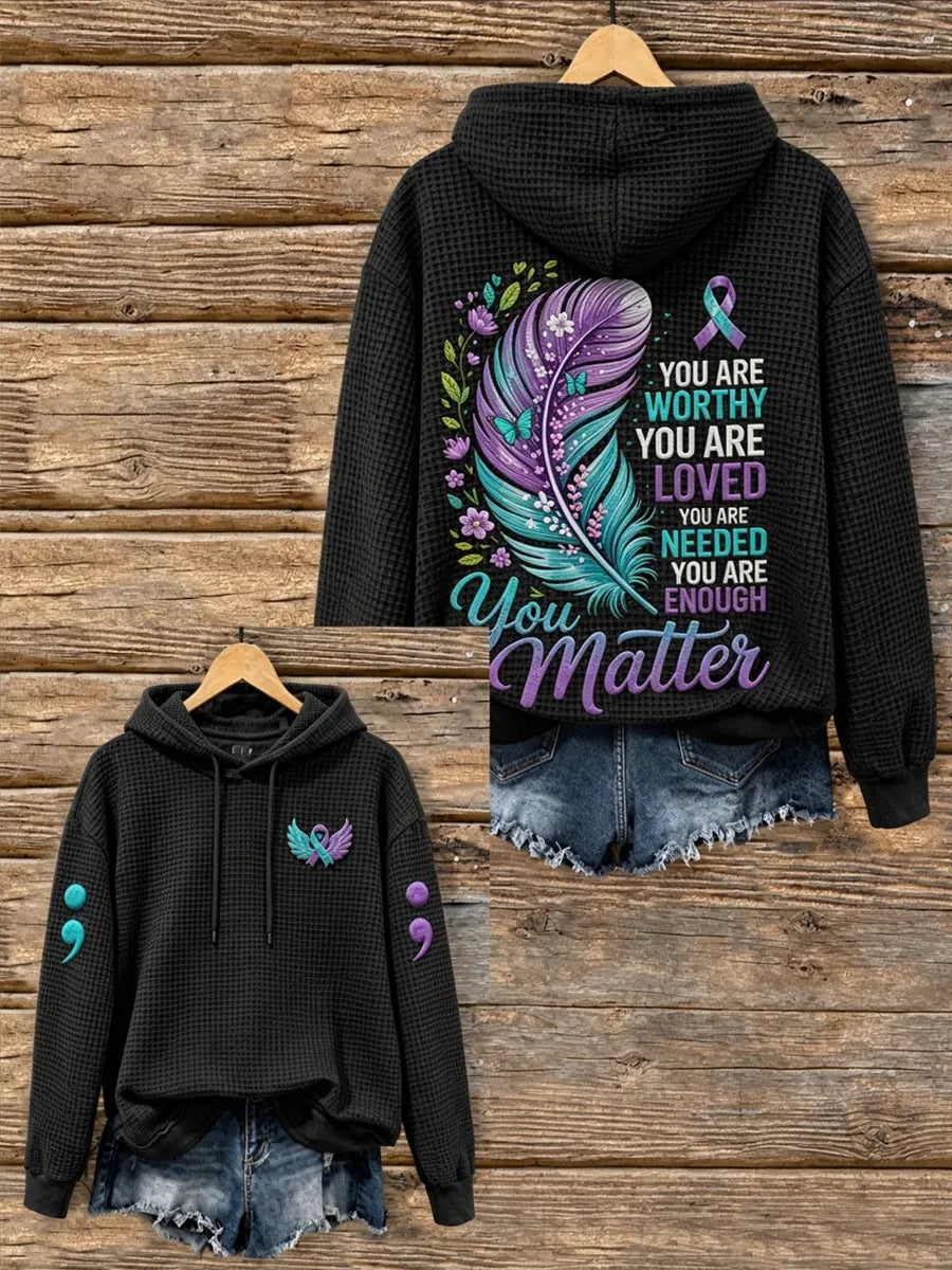 Women's Suicide Prevention Awareness Month Waffle-Knit Hoodie