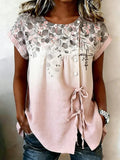 Women's Retro Floral Print Crew Neck Top