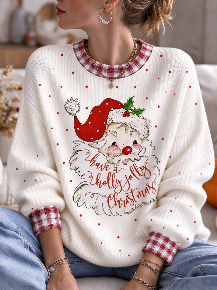 Lässiges Stricktop mit Weihnachtsmuster für Damen