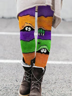 Fashion Halloween Peek Monster Print Leggings