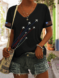 Women's American Flag USA Print Casual T-Shirt
