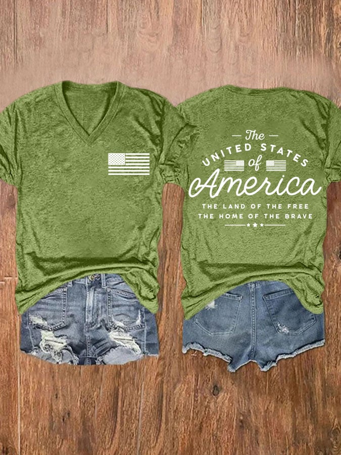 Women's The Land Of The Free The Home Of The Brave Independence Day Print T-shirt
