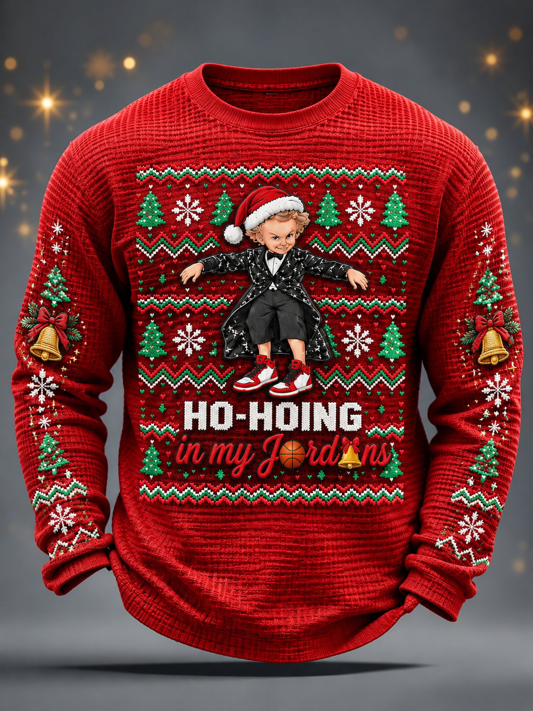 Herren-Weihnachts-Sweatshirt mit lustigem, lässigem Kunstdruck und langen Ärmeln