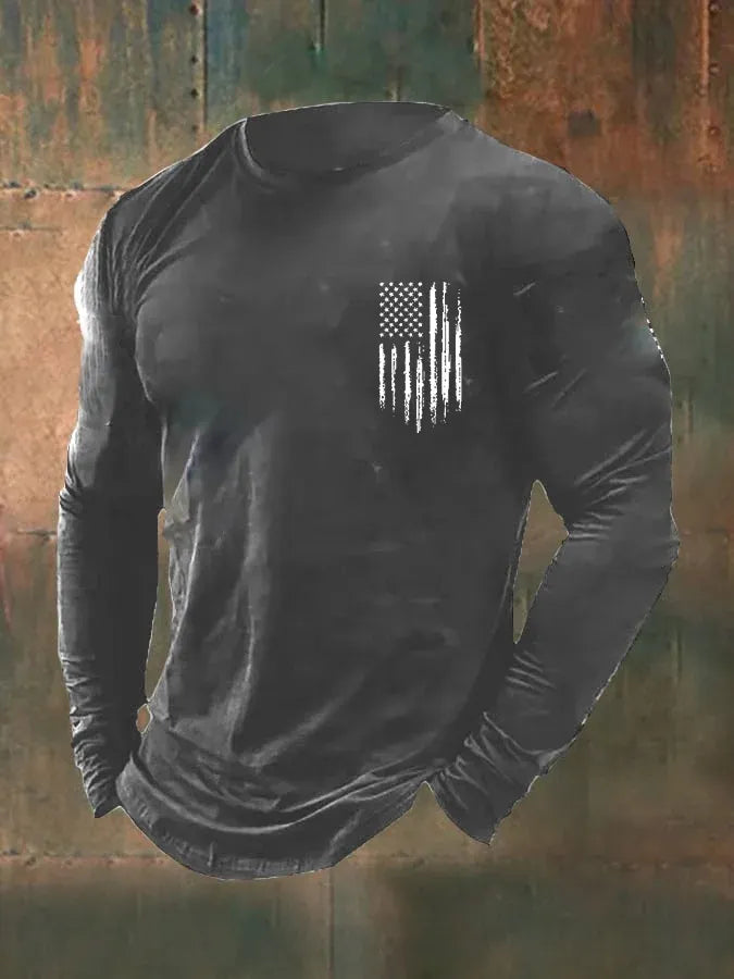 Men's Vintage Veterans Day Print Long Sleeve T-Shirt