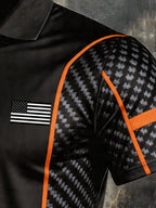 Men's Retro Patriotic Color-Block Short-Sleeve Polo Shirt