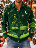Men's Christmas-Print Knit Cardigan