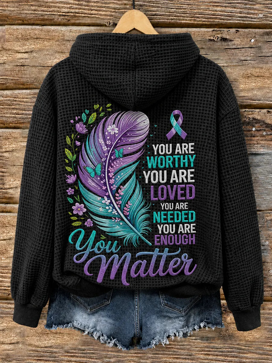 Women's Suicide Prevention Awareness Month Waffle-Knit Hoodie