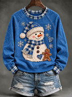 Damen-Sweatshirt mit rosa Schneemann-Weihnachtsmotiv