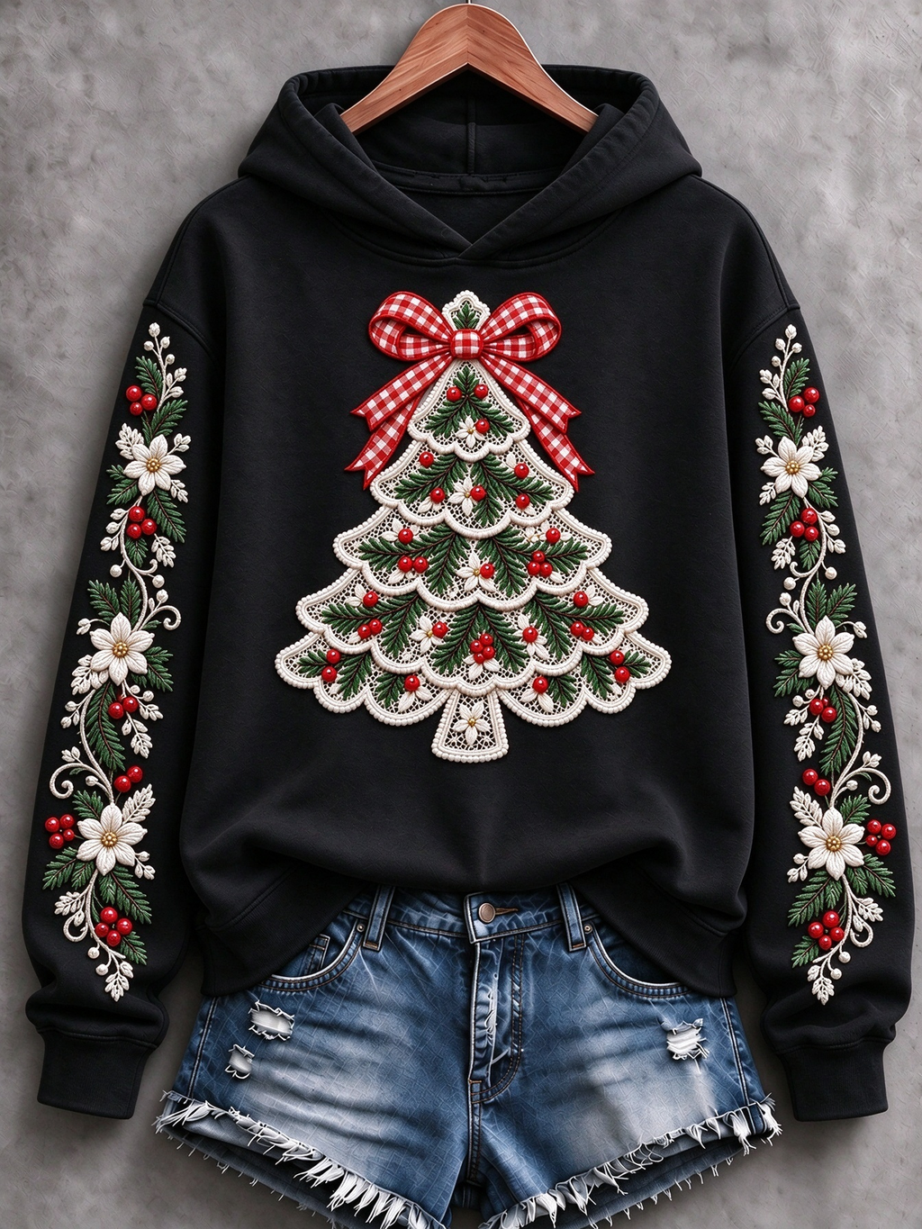 Women'S Christmas Tree Printed Casual Hoodie
