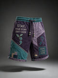 Men’s “Your Story Isn’t Over” Mental Health Awareness Patchwork Drawstring Shorts