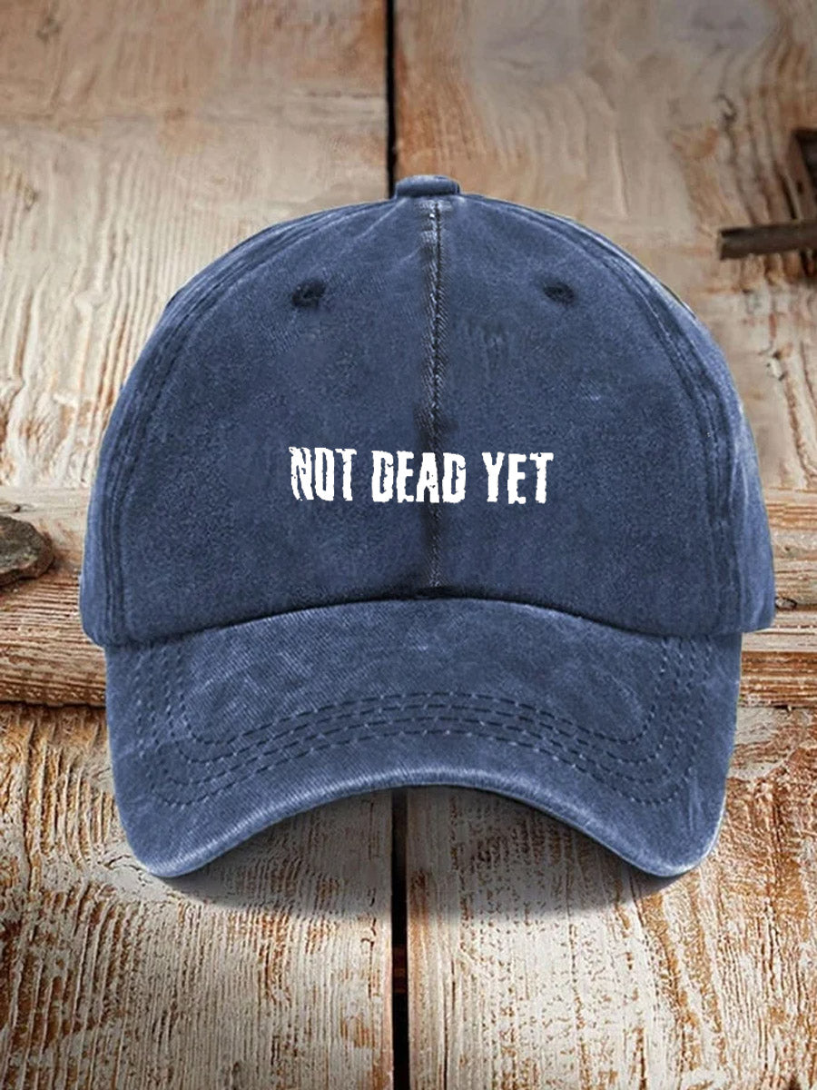 Not Dead Yet Pattern Washed And Distressed Hats