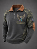 Men’s “Courage to Reach Out” PTSD Awareness Eagle Camo Quarter-Zip Sweatshirt