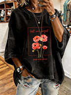 Women'S Vintage Distressed Washed Remembrance Day Oversized T-Shirt