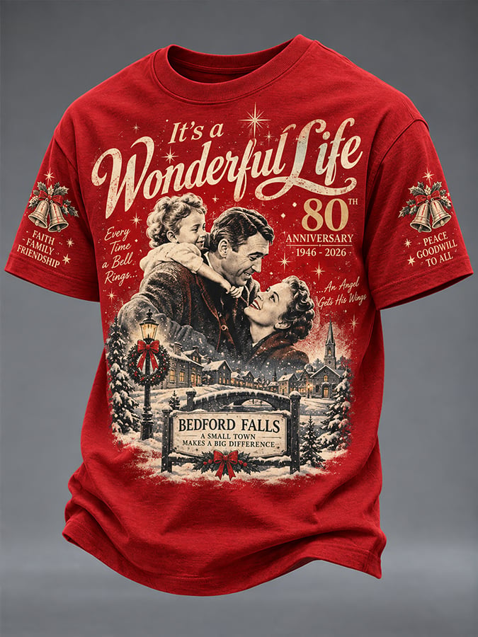 Men's Christmas Print Round Neck T-shirt