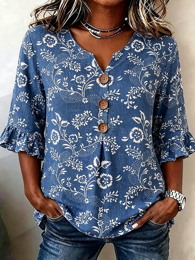 Women's casual floral print top
