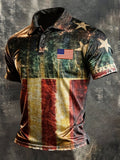 Men's Retro "Patriot" Color-Block Short-Sleeve Polo Shirt