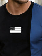 Men's Retro Color-block "Patriot" Crew Neck Short-Sleeve T-Shirt