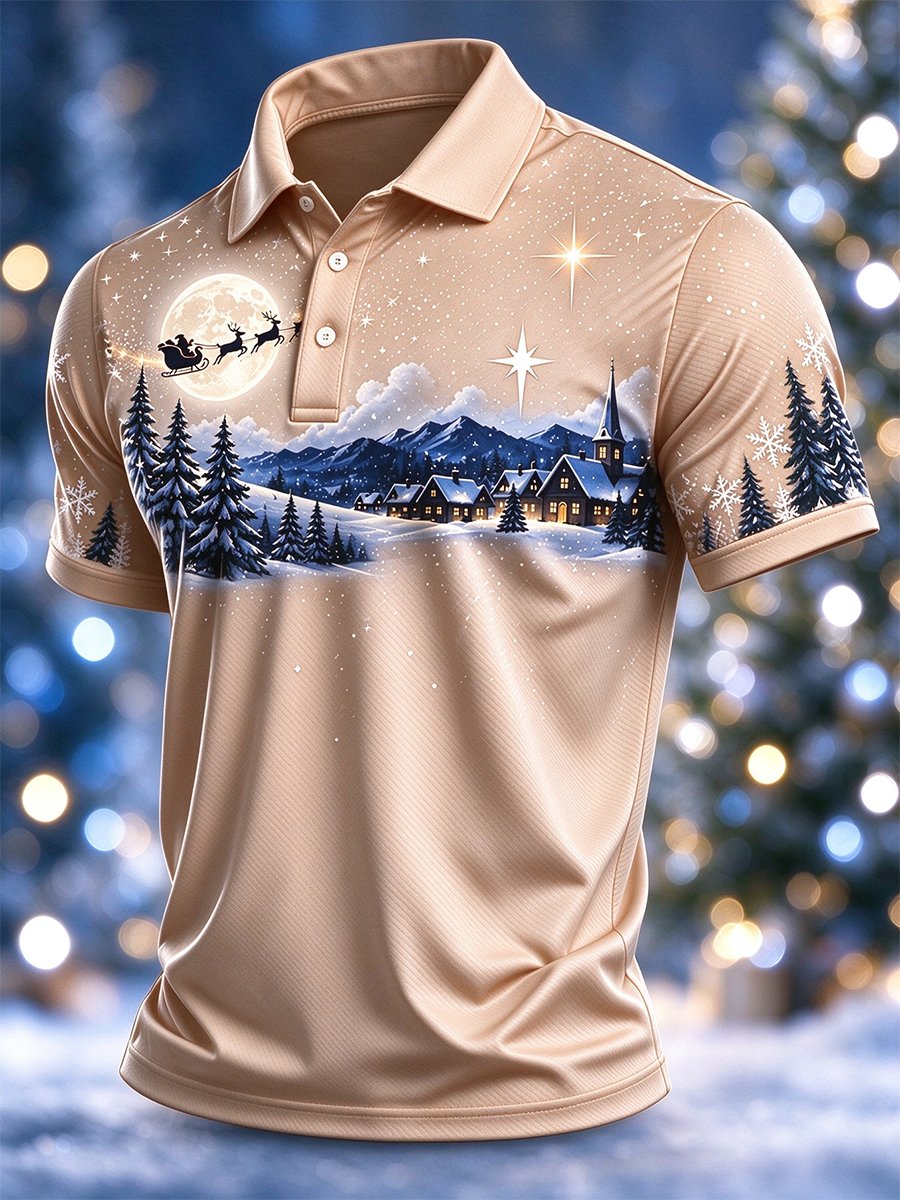 Lässiges Herren-Weihnachts-Polohemd mit kurzen Ärmeln