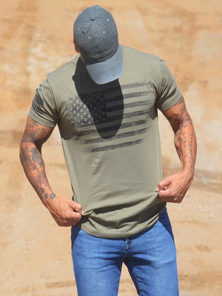 USA Distressed Flag 100% Cotton T-Shirt