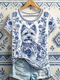 Women's Casual Puppy Printed T-Shirt