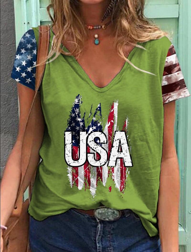 Women's Flag Print Casual T-Shirt
